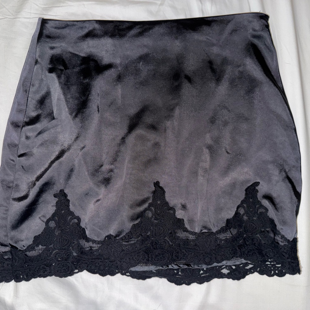 Urban Outfitters Black Satin Lace Chemise